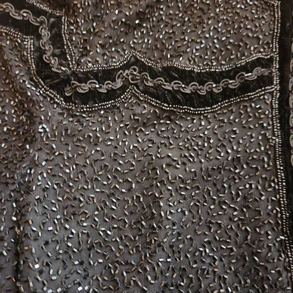 VTG 80s Blazer Jacket Womens Small NiteLine Black Trophy Wife Sequin Cocktail Pa - Picture 4 of 5